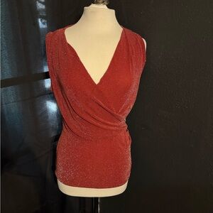 Michael Kors Red Sleeveless Draped V-Neck Camisole
